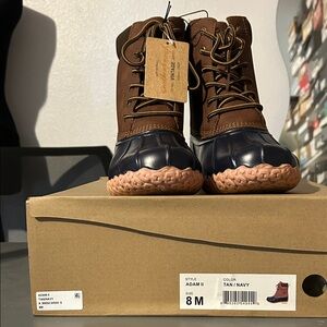 Tan & Navy Winter Boots